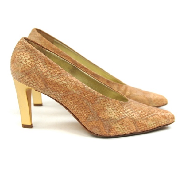 Via Spiga Shoes - Via Spiga Leather Metallic Snake Skin Heels Pumps